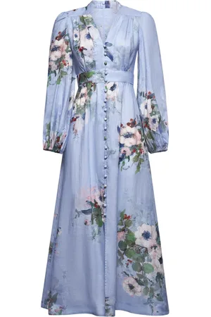 ZIMMERMANN Maxi Dresses, female, , Size: XS Floral Silk Dress with High Waist