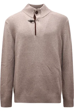 FAY Turtlenecks, male, , Size: 2XL Wool Mid-Zip Sweater