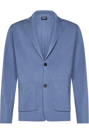 DRUMOHR Blazers, male, , Size: 2XL Cotton Jacket V-neck Long Sleeves