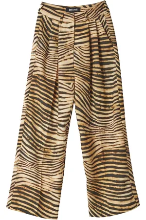 Roberto Cavalli Wide Trousers, female, , Size: XS Animalier Wide Leg Pants