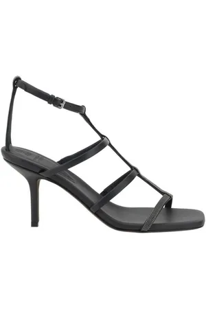 Brunello Cucinelli High Heel Sandals, female, , Size: 10 US Sparkling Leather Stiletto Heel Sandals
