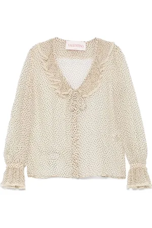 VALENTINO Blouses, female, , Size: S Shirt with Button Placket and Ruffled Detailing