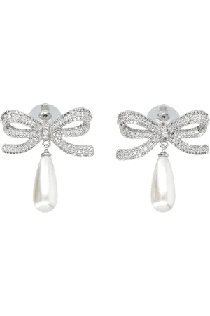Self-Portrait Earrings, female, , Size: ONE SIZE Crystal Bow Pearl Earrings Silver Jewelry