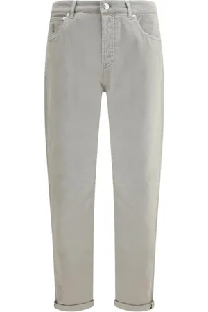 Brunello Cucinelli Slim-fit Trousers, male, , Size: M Classic Cotton Jeans with Turn-Up Hem