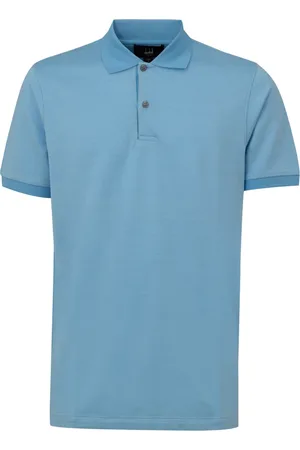 Dunhill Polo Shirts, male, , Size: M Sky Cotton Silk Jacquard Polo