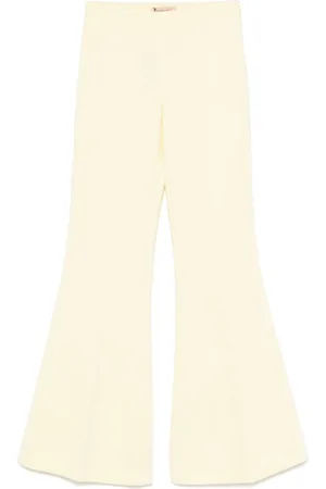 Twin-Set Wide Trousers, female, , Size: M Cream Trousers with Side Zip Fastening