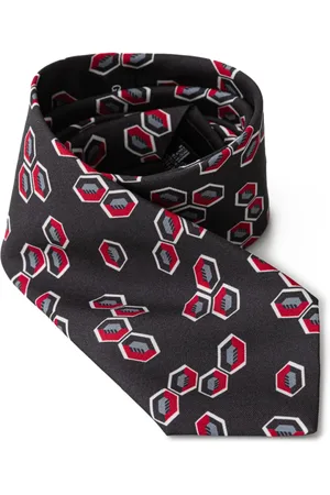 Giorgio Armani Ties, male, , Size: ONE SIZE Silk Anthracite Tie with Symmetric Geometries