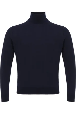 COLOMBO Cashmere Knitwear, male, , Size: 5XL Navy Cashmere Silk Sweater