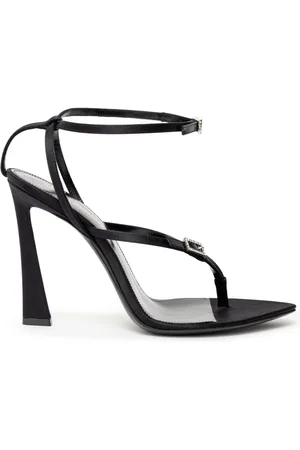 Saint Laurent High Heel Sandals, female, , Size: 8 1/2 US Crystal Buckle Satin High Heel Sandals