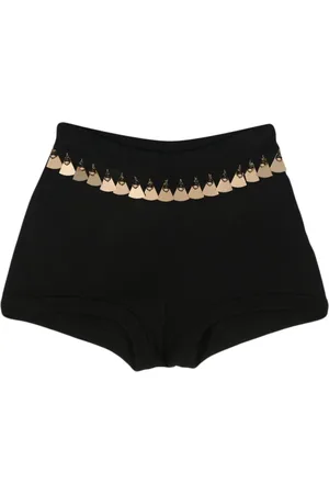Paco rabanne Bottoms, female, , Size: XS Mesh Mini Shorts with Gold Belt