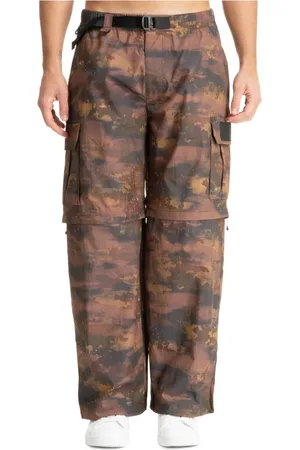 EA7 Straight Trousers, male, , Size: M Abstract Multicolor Joggers with Snap and Zipper