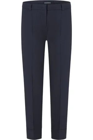 Cambio Cropped Trousers, female, , Size: M Navy Cropped Trousers with Pressed Creases
