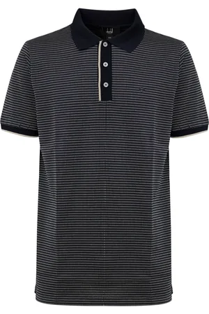Dunhill Polo Shirts, male, , Size: M Navy Cotton Jacquard Polo