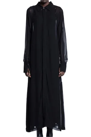 THOM KROM Maxi Dresses, female, , Size: XS Sheer Dress with Collar and Buttons