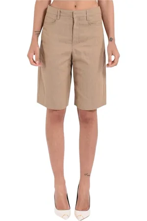 Max Mara Casual Shorts, female, , Size: S Cotton and linen Bermuda shorts