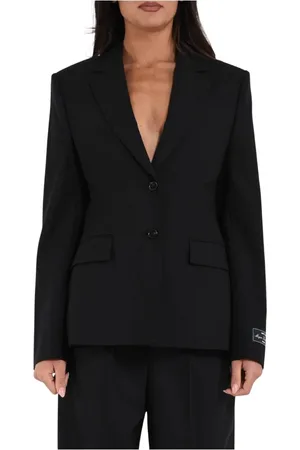 Msgm Blazers, female, , Size: XS Classic Cotton Jacket with Label Detail