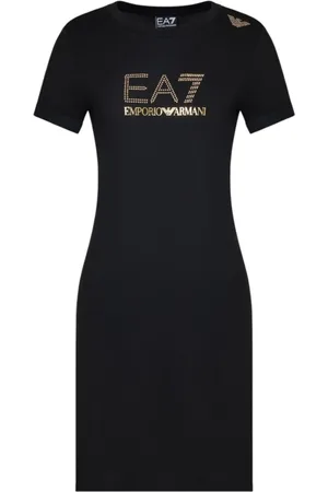 EA7 Short Dresses, female, , Size: L Dress with Golden Studs
