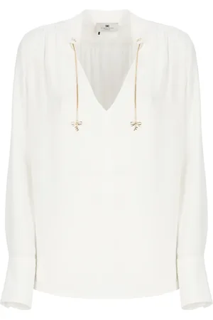 Elisabetta Franchi Blouses, female, , Size: M Ivory Viscose Shirt with Charms