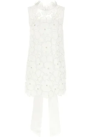 Self-Portrait Short Dresses, female, , Size: XS Floral Embroidered Sleeveless Tie Dress