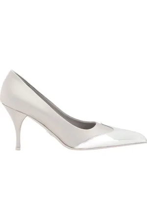 Prada Pumps, female, , Size: 7 1/2 US Metallic Pumps with Silk Finish