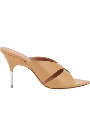 Amina Muaddi Heeled Mules, female, , Size: 6 1/2 US Elegant Samantha Sandals with Metallic Heel
