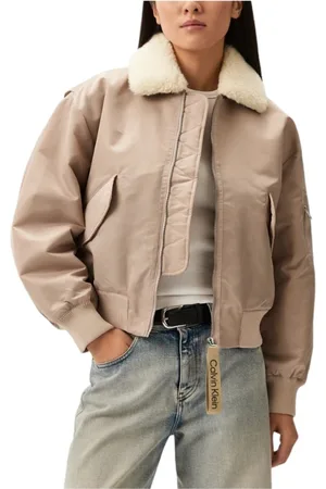 Calvin Klein Faux Fur & Shearling Jackets, female, , Size: L Polyester Aviator Jacket