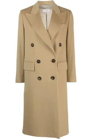 ALBERTO BIANI Trench Coats, female, , Size: M Camel Wool Coat