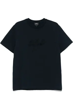 A.P.C. T-Shirts, male, , Size: L Navy Crew Neck T-shirt