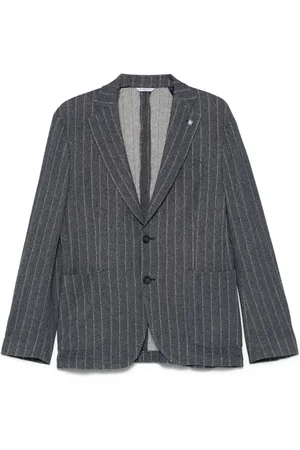 Manuel Ritz Blazers, male, , Size: XL Indigo Buttoned Jacket with Rear Vents