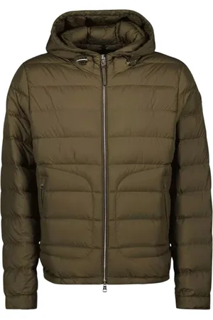 Moncler Down Jackets, male, , Size: XL Olive Hooded Jacket Sestriere Style