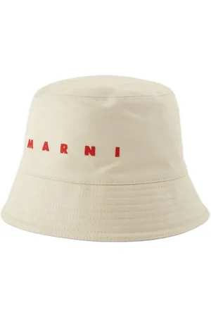 Marni Hats, male, , Size: L Cotton Bucket Hat Ivory