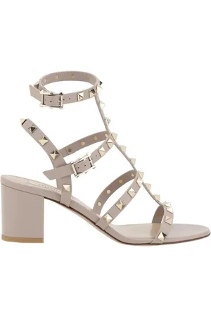 VALENTINO GARAVANI High Heel Sandals, female, , Size: 7 US Studded Leather Chunky Heel Sandals