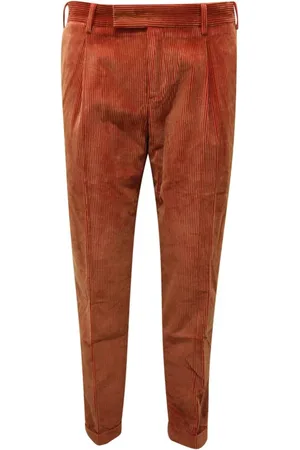 PT01 Slim-fit Trousers, male, , Size: M Velvet trousers in burnt orange style