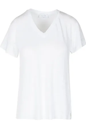 Daniele Fiesoli T-Shirts, female, , Size: S Linen V-Neck T-Shirt with Short Sleeves