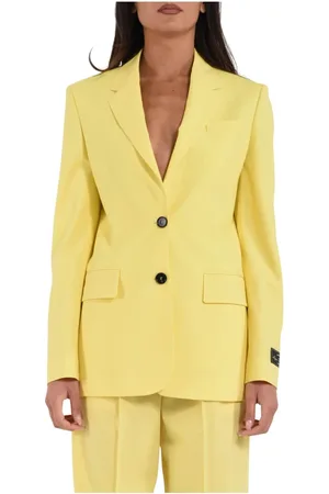 Msgm Blazers, female, , Size: XS Canvas Flamed Blazer with Classic Lapel