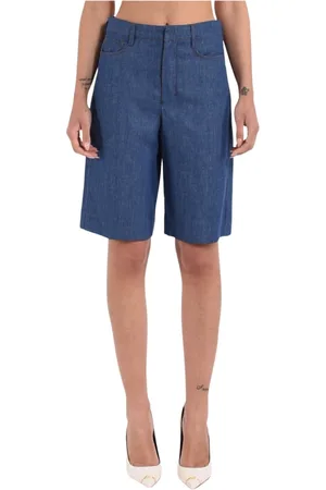 Max Mara Casual Shorts, female, , Size: S Cotton and linen Bermuda shorts