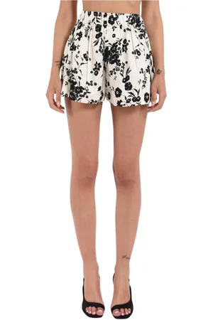 LANEUS Casual Shorts, female, , Size: S Floral Print Viscose Bermuda Shorts