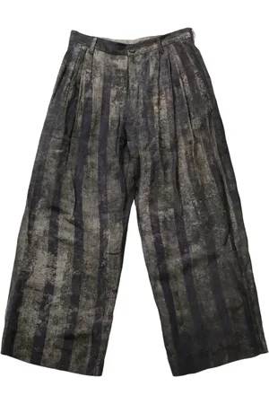 ZIGGY CHEN Wide Trousers, male, , Size: L Vertical Stripe High-Waisted Pants
