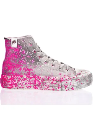 Mimanera Sneakers, female, , Size: 10 US Grey Platform Sneakers with Fuchsia Flock
