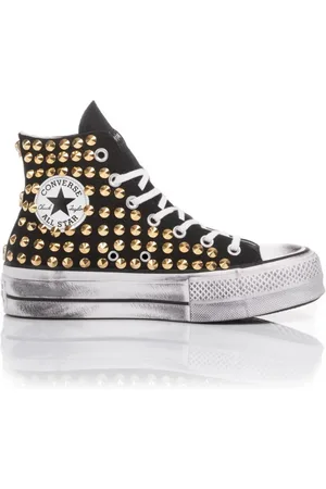 Converse Sneakers, female, , Size: 9 US Handmade Gold Sneakers with Studs