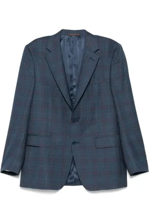CANALI Blazers, male, , Size: XL Navy Checkered Blazer Button Front