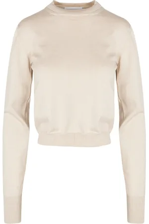 Daniele Fiesoli Round-neck Knitwear, female, , Size: S Cotton Long Sleeve Sweater