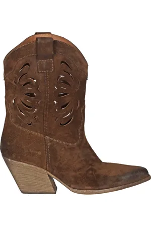 Elena Iachi Cowboy Boots, female, , Size: 7 US Vintage suede Texan boots with perforated shaft