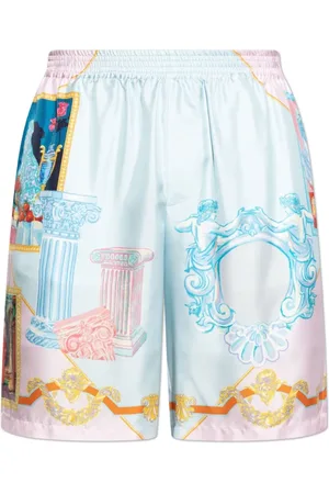 VERSACE Beachwear, male, , Size: XL Multicolour Silk Twill Shorts