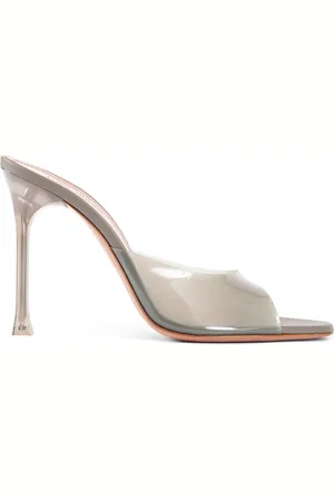 Amina Muaddi Heeled Mules, female, , Size: 10 US Milky Grey Glass Slipper Stiletto Heel