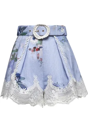 ZIMMERMANN Short Shorts, female, , Size: M Floral Lace Bottom Shorts with Belt