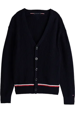 Tommy Hilfiger Cardigans, male, , Size: M Global Stripe Cardigan in Desert Sky