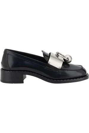 Prada Loafers, female, , Size: 10 US Block Heel Leather Loafers Squared Toe