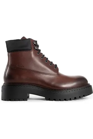 Prada Lace-up Boots, male, , Size: 10 US Leather Ankle Boots Stylish Model