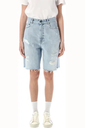 Golden Goose Denim Shorts, female, , Size: W26 Frayed Denim Shorts Ss25